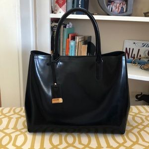 Gianni Notaro black patent leather tote